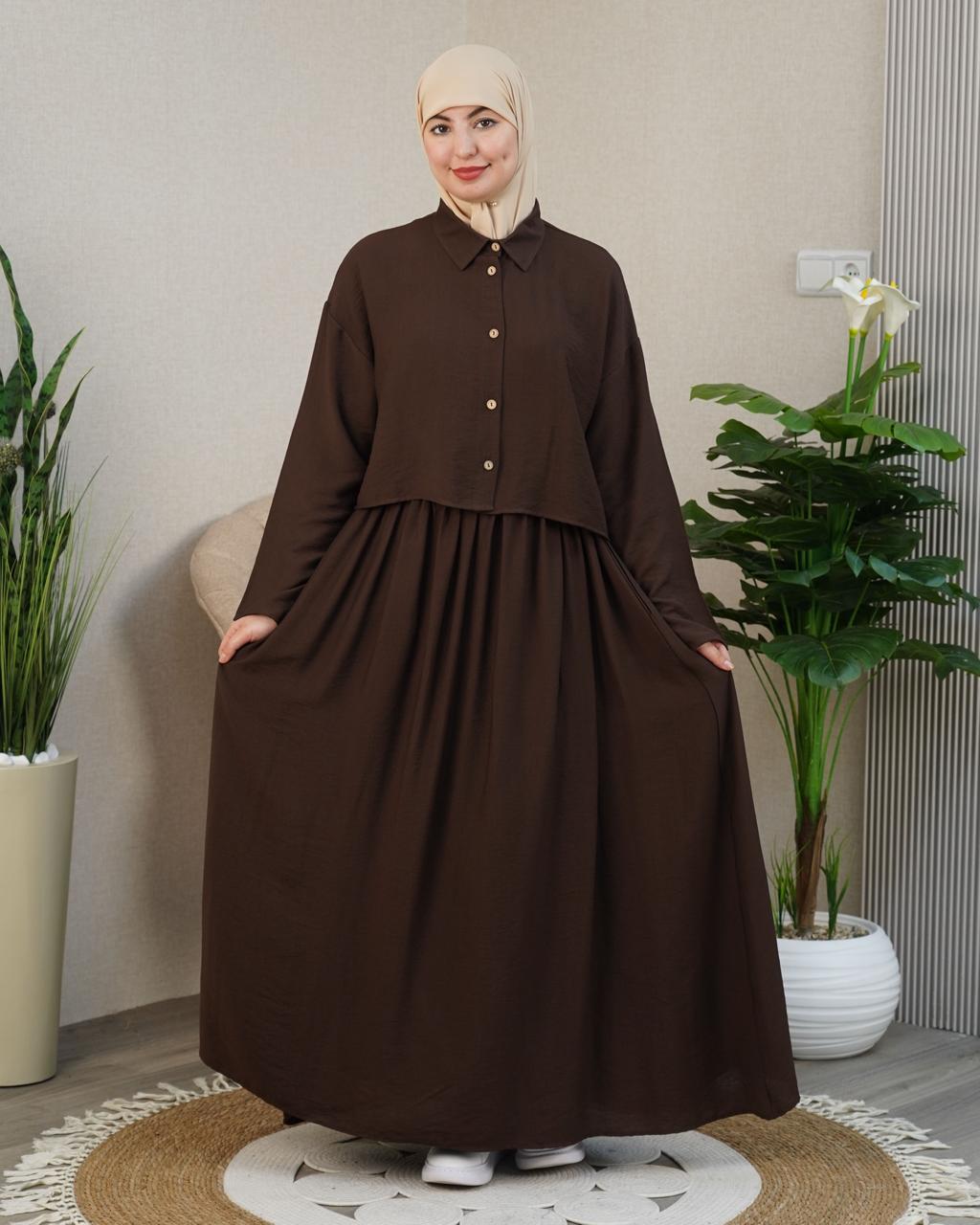 Ensemble Lila — Chemise Courte & Jupe Longue Plissée
