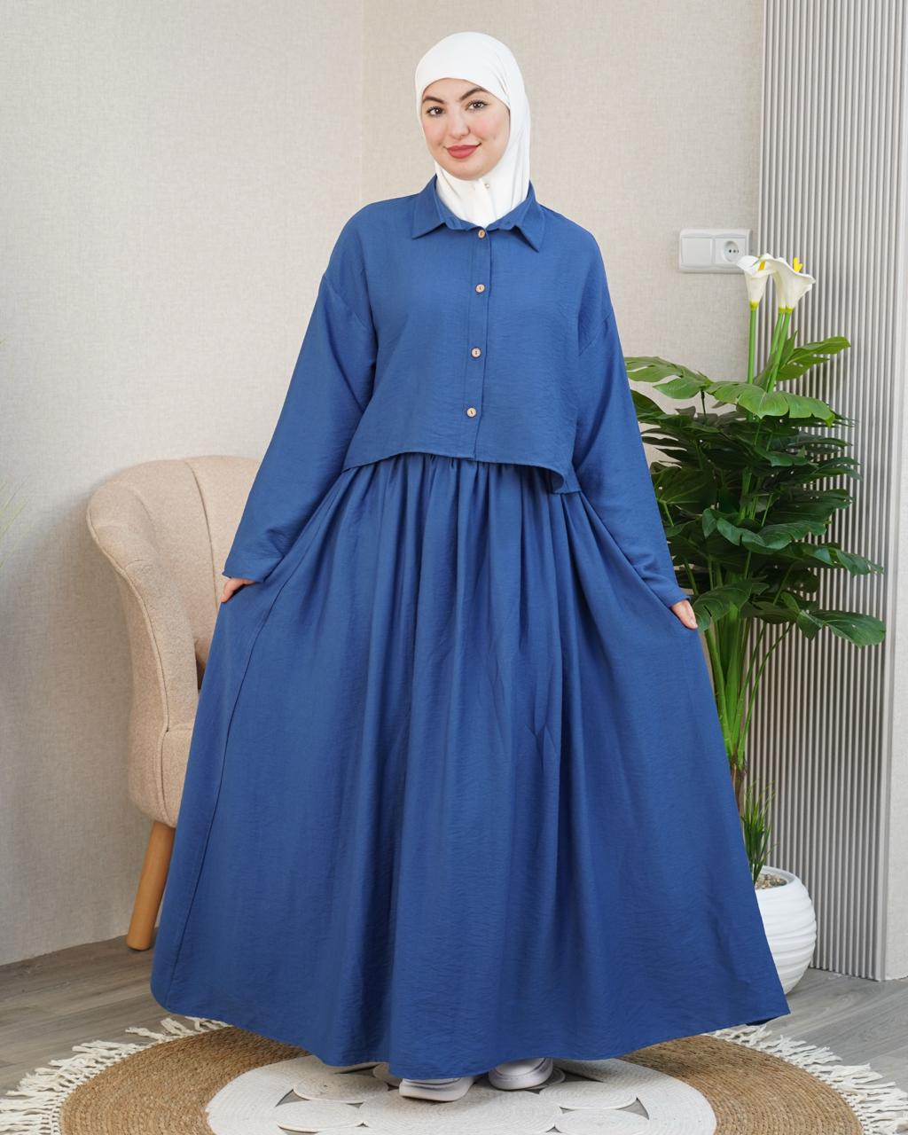 Ensemble Lila — Chemise Courte & Jupe Longue Plissée